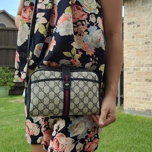 GUCCI Vinyl Monogram Crossbody Blue